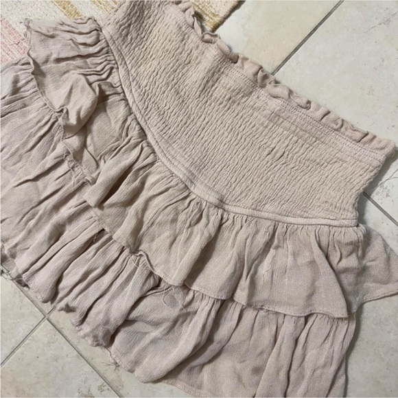 Beige Ruffled Mini Skirt - Picture 2 of 4